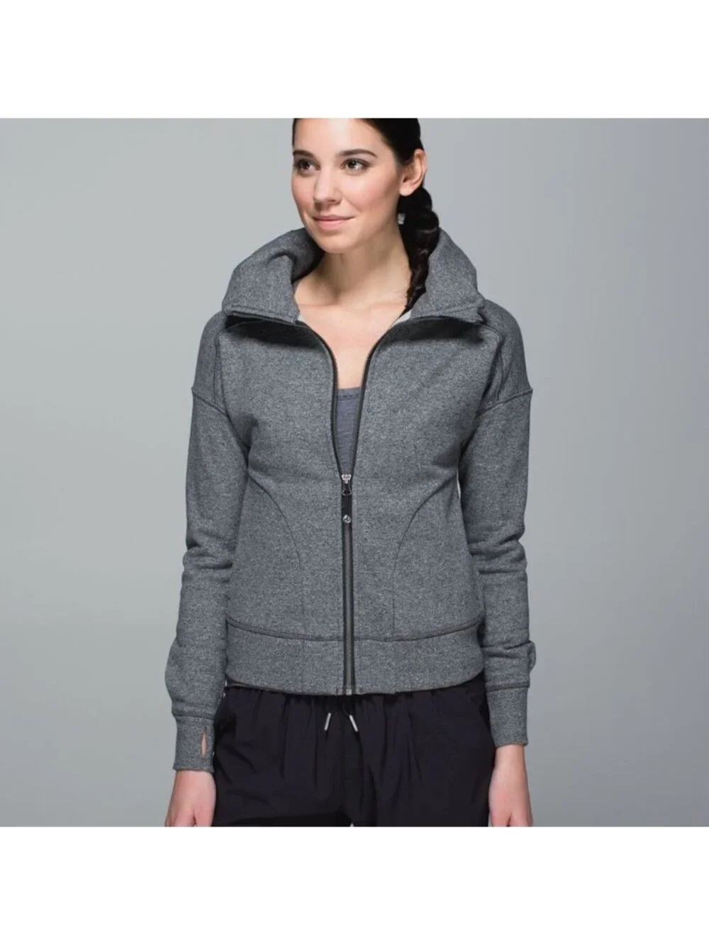 Lululemon Hug It Out Jacket Heathered Speckled Black